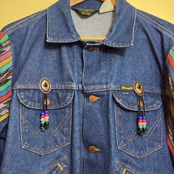 Wrangler | Vintage Western Denim Aztec Serape Concho Native American Jacket 42 - Picture 4 of 17